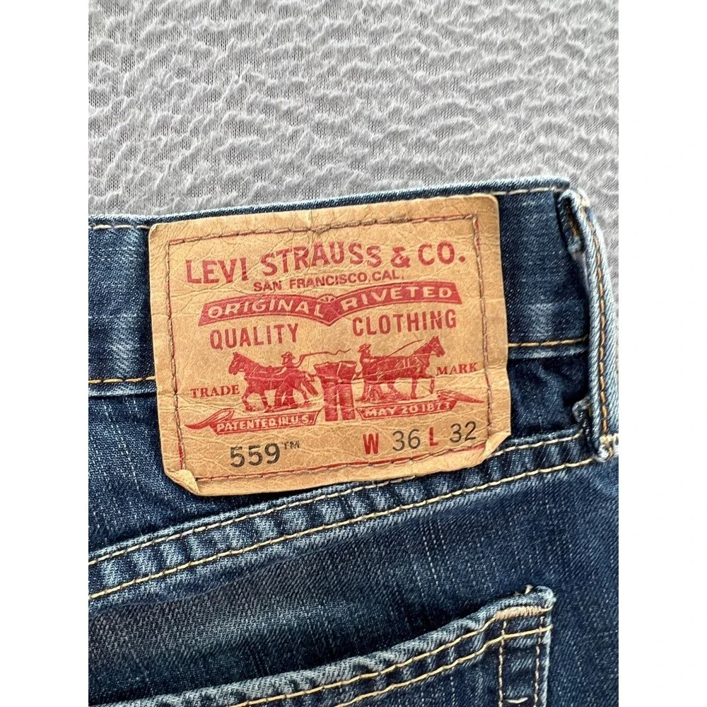 VTG Levis 559 Relaxed Straight Mens Jeans 36x32 Blue Medium Wash Denim